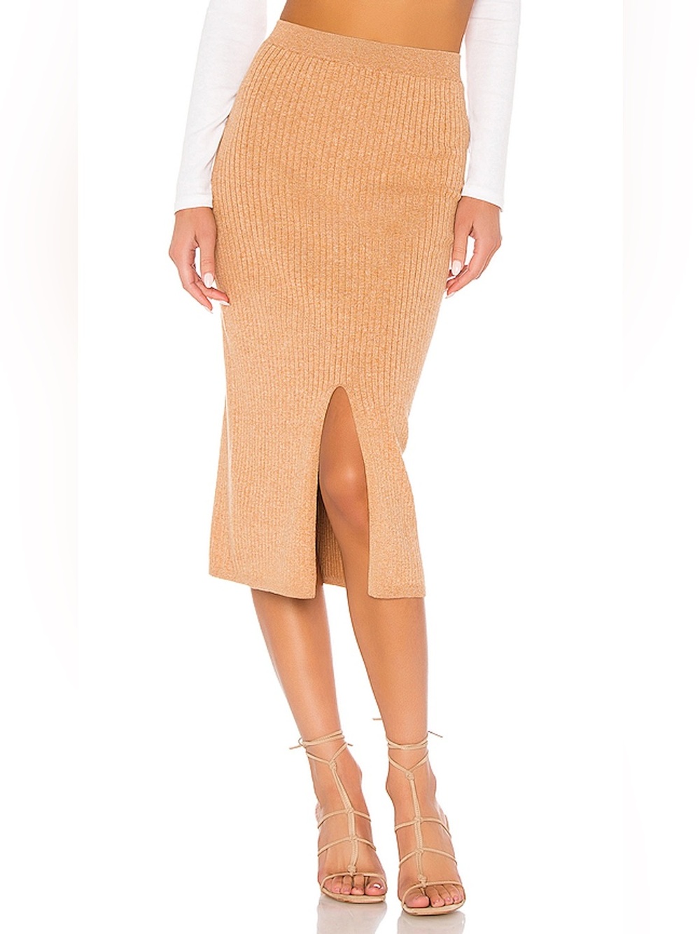 FREE PEOPLE, the Skyline ribbed front slit skirt!